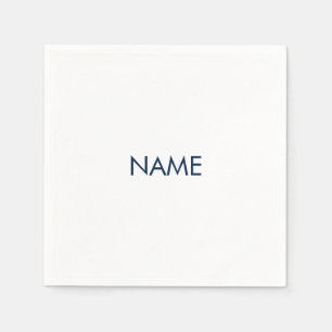 Customize with name, text minimalist navy white napkin