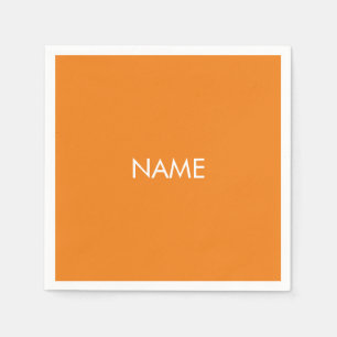 Customize with name, text minimalist orange white napkin
