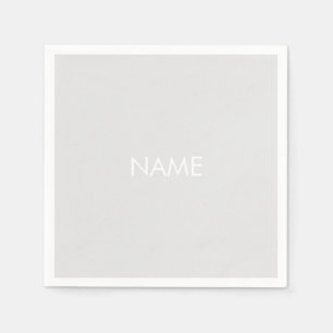 Customize with name, text minimalist pale grey napkin