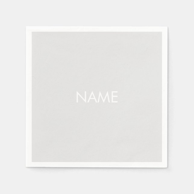 Customize with name, text minimalist pale grey napkin (Front)
