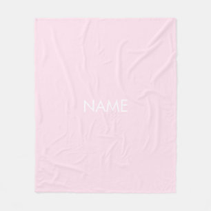 Customize with name, text minimalist pale pink fleece blanket