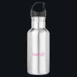 Customize with name, text minimalist pink 532 ml water bottle<br><div class="desc">Customize with name,  text minimalist pink stainless steel water bottle</div>