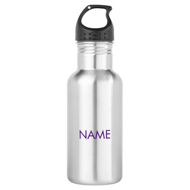 Customize with name, text minimalist purple 532 ml water bottle (Front)