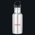 Customize with name, text minimalist red 532 ml water bottle<br><div class="desc">Customize with name,  text minimalist red stainless steel water bottle</div>