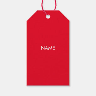 Customize with name, text minimalist red white gift tags