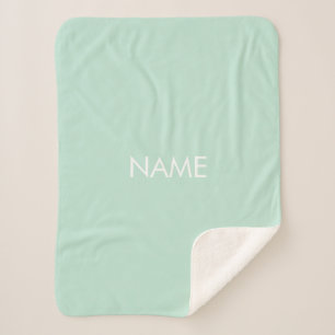 Customize with name, text minimalist seafoam mint sherpa blanket