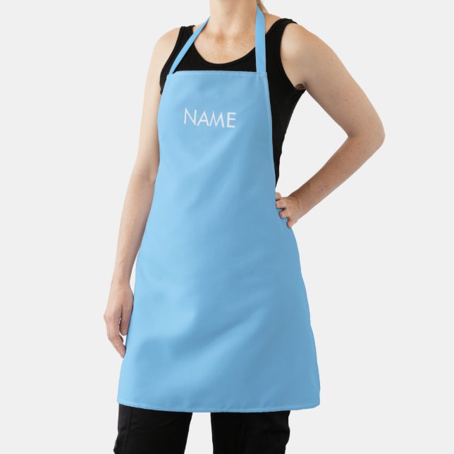 Customize with name, text minimalist sky blue apron (Insitu)