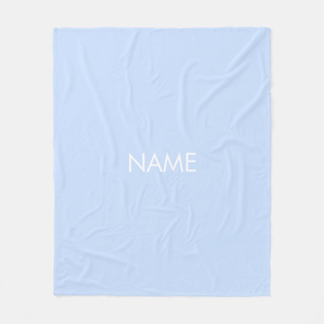 Customize with name, text minimalist sky blue fleece blanket (Front)