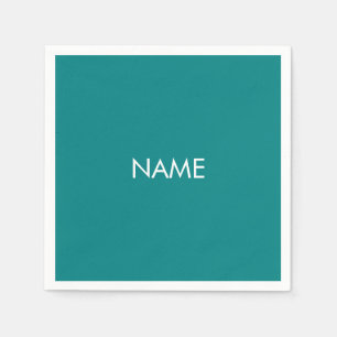 Customize with name, text minimalist teal white napkin