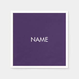 Customize with name, text minimalist violet purple napkin