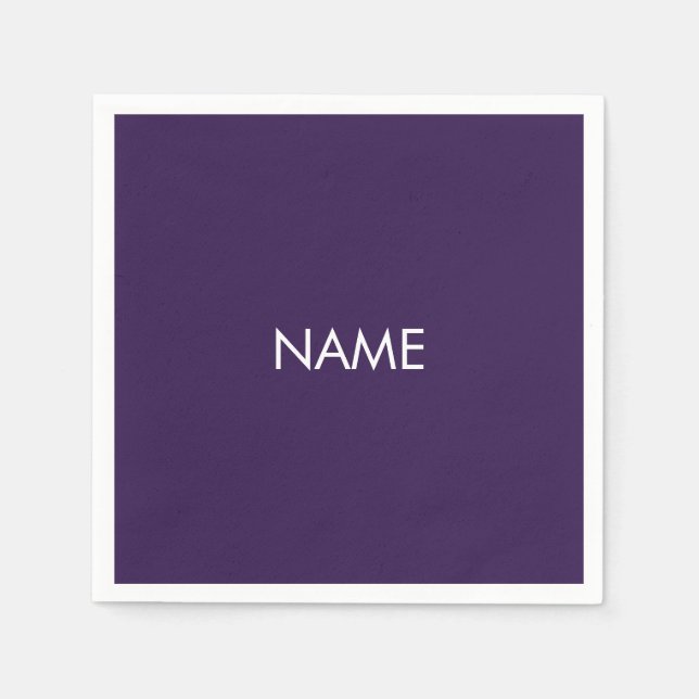 Customize with name, text minimalist violet purple napkin (Front)