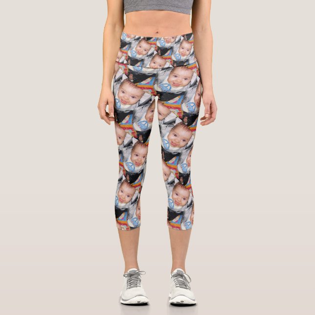 Customize with Your custom photo pattern Capri Leggings (Front)