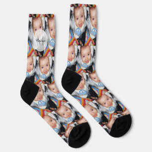 Customize with Your custom photo pattern Monogram Socks