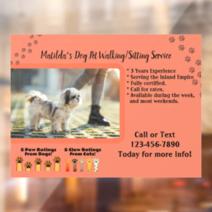 Customize Woman Dog Walking Sitting Service  Window Cling