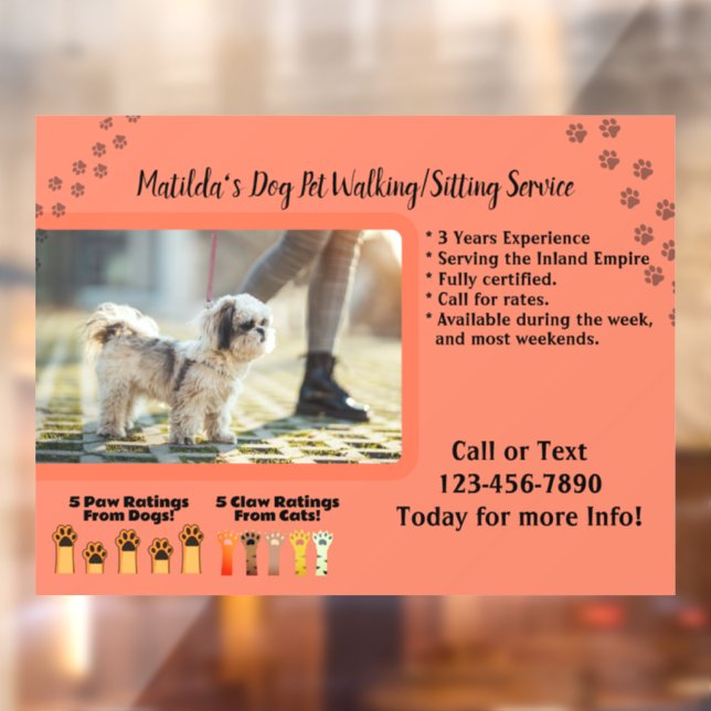 Customize Woman Dog Walking Sitting Service  Window Cling (Sheet 2)