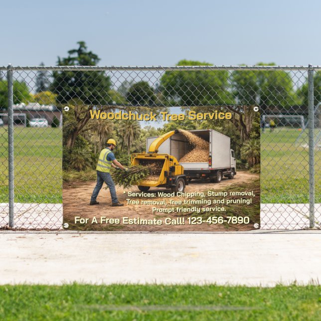 Customize Wood Chipping Business Down South Fence Banner (Insitu)