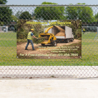 Customize Wood Chipping Business Down South Fence  Banner