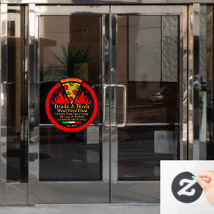 Customize Wood Fired Pizza Restaurant Promo Door Window Cling