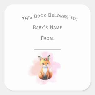 Customize Woodland Animal Book Plate Square Sticker