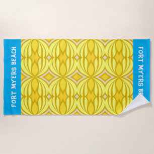Customize Yellow Tribal Pattern Beach Towel