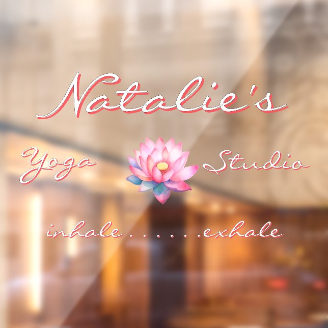 Customize Yoga Studio Pink Lotus Flower Window Cling (Sheet 2)