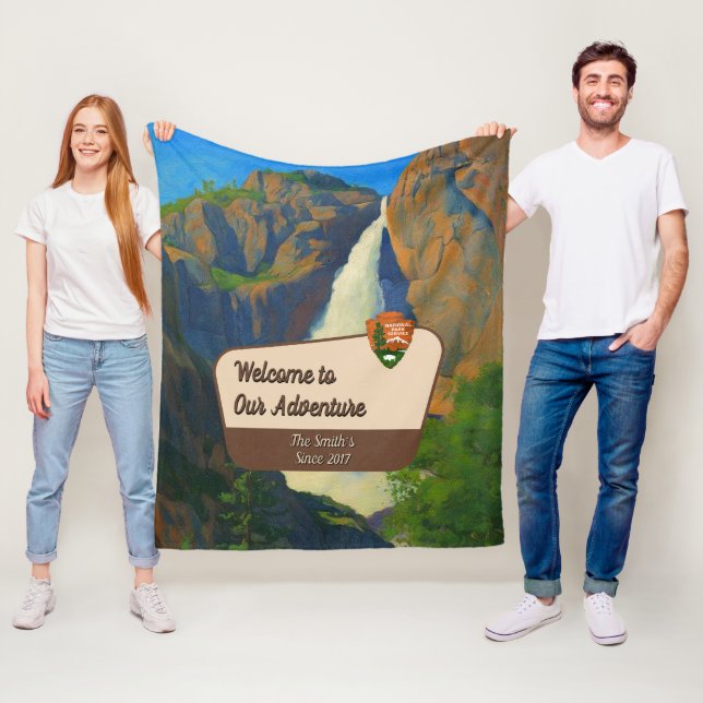 Customize Yosemite Falls Park Family Adventure Fleece Blanket (In Situ)