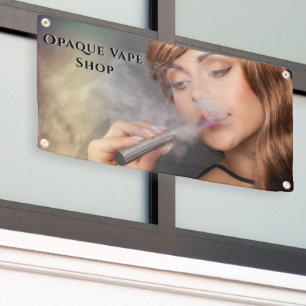 Customize Young Woman Vaping Vape Business Accent Banner