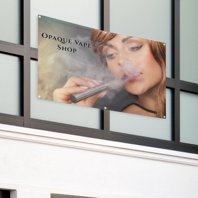 Customize Young Woman Vaping Vape Business Accent Banner (Outside Building)