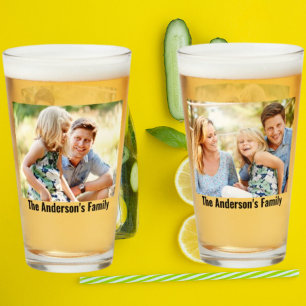 Customize Your 2 Photos Custom Name Text Print Glass