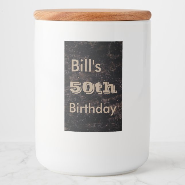 Customize your 50th birthday black and brown food label (Front)