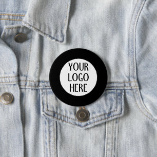 Customize Your Black White company logo 3 Inch Round Button
