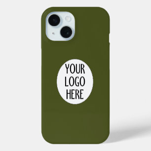 Customize Your Black White company logo Army green iPhone 15 Case