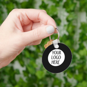Customize Your Black White company logo Keychain