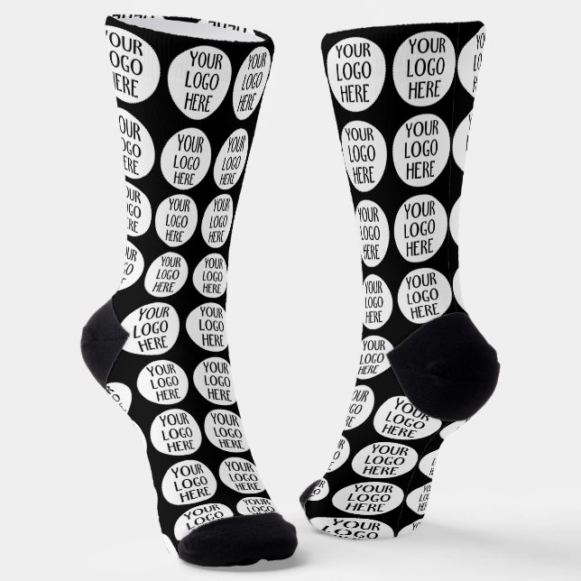 Customize Your Black White company logo pattern Socks (Angled)