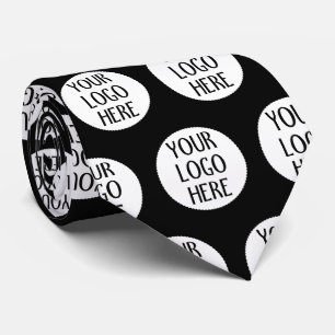 Customize Your Black White company logo pattern Tie