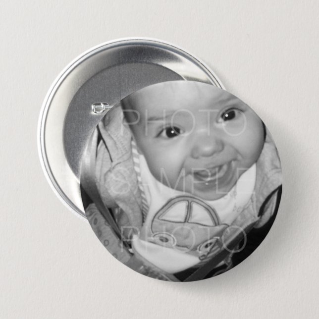 Customize Your Black White photo 3 Inch Round Button (Front & Back)