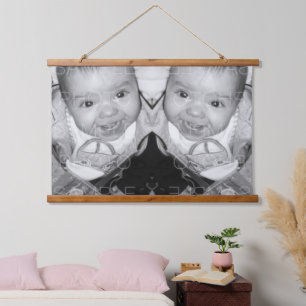 Customize Your Black White photo horizontal art Hanging Tapestry