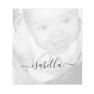 Customize Your Black White photo Monogram name Notepad