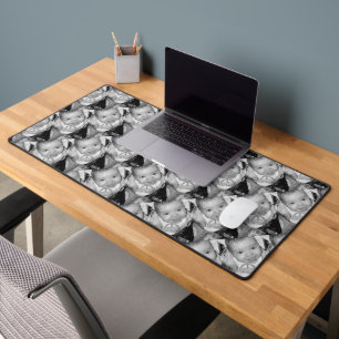 Customize Your Black White photo pattern Desk Mat