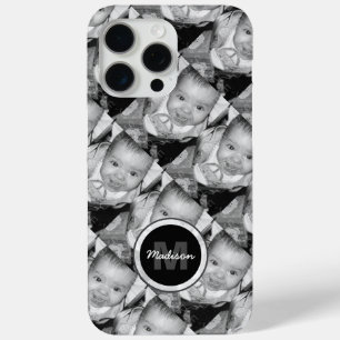 Customize Your Black White photo pattern Monogram iPhone 15 Pro Max Case