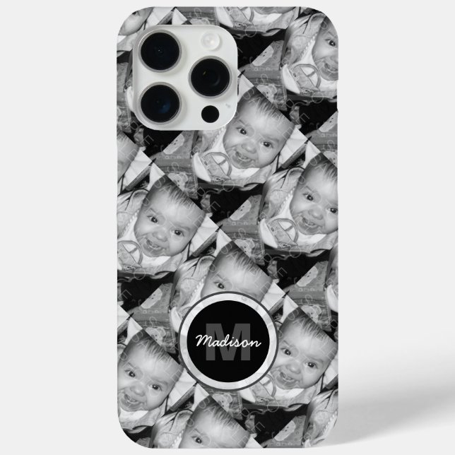 Customize Your Black White photo pattern Monogram Case-Mate iPhone Case (Back)