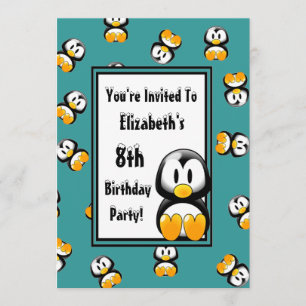 Customize Your Colour Penguin Theme Birthday Party Invitation
