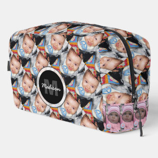 Customize Your custom five photo pattern Monogram  Dopp Kit