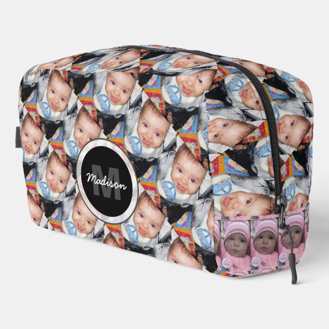 Customize Your custom five photo pattern Monogram  Dopp Kit (Right Corner)