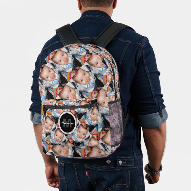 Customize Your custom five photo pattern Monogram  Printed Backpack (Insitu (Model))