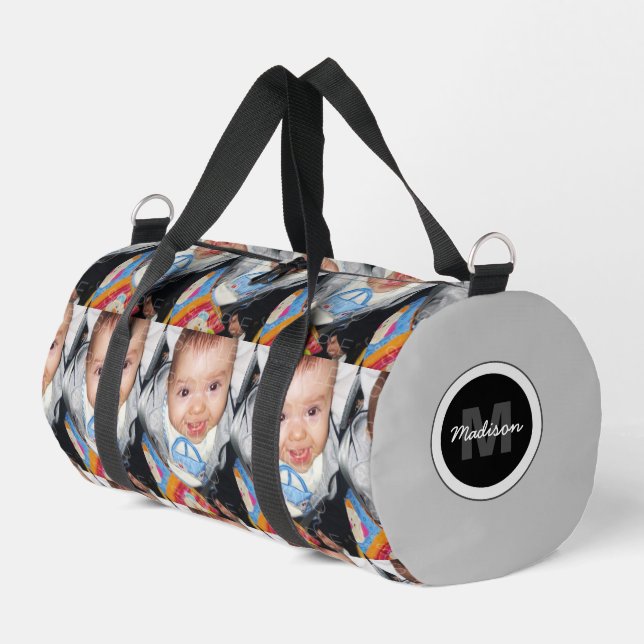 Customize Your custom photos pattern Monogram  Duffle Bag (Left Corner)
