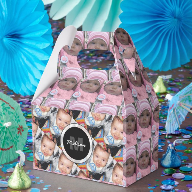 Customize Your custom three photo pattern Monogram Favor Box (Party)