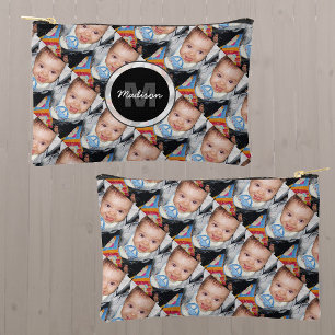 Customize Your custom two photo pattern Monogram Accessory Pouch