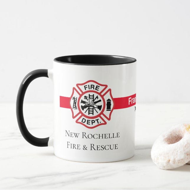 Customize Your Fire Department Firefighter Mug (With Donut)