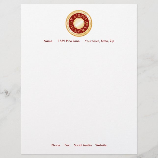 Customize Your Horoscope Mandala Letterhead (Front)